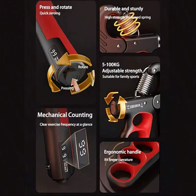 5-100Kg Adjustable Grip Strength Device for Rehabilitation Training, Muscle Enhancement, Strength Training, Grip Strength Device